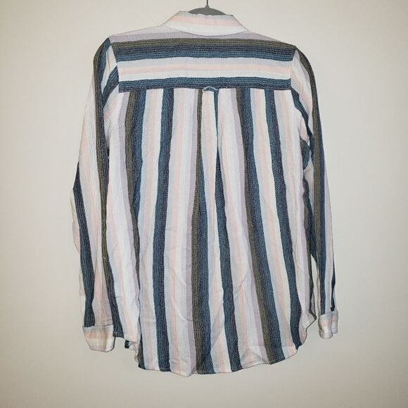 SONOMA VERTICAL STRIPE LIGHTWEIGHT  BAGGY BUTTON DOWN SHIRT SIZE MEDIUM - Picture 5 of 6